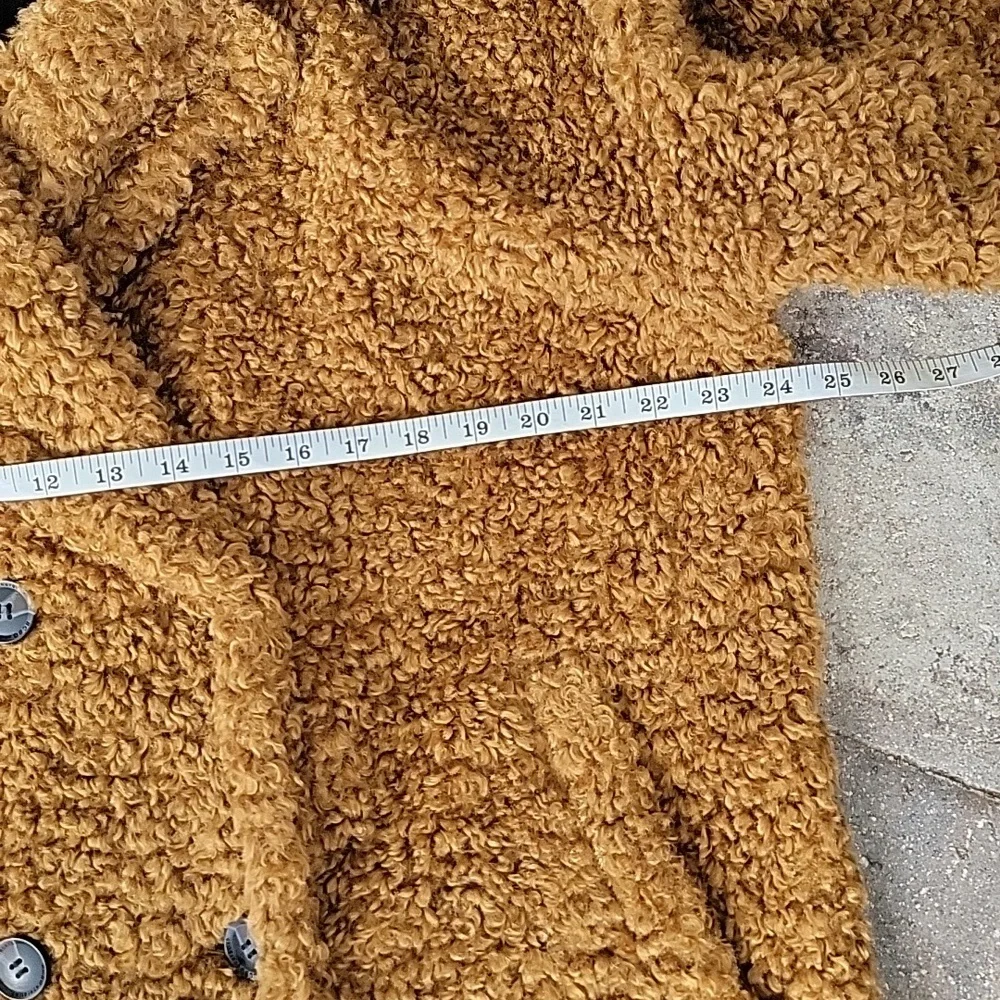 BCBGeneration Double Breasted Faux Fur Teddy Coat Sz L Toffee - Picture 11 of 13